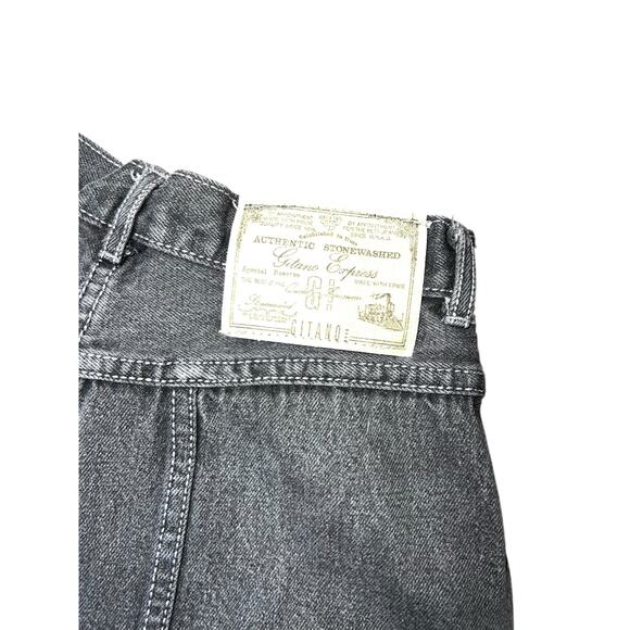 Vintage Gitano Jeans Black High Waist Tapered cargo Pleated Denim 90s sz 13/14 - Picture 10 of 11